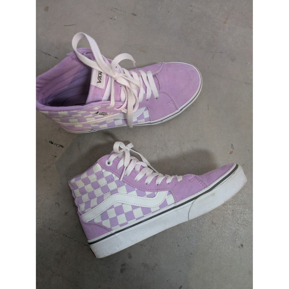 Vans Sk8-Hi Sneakers Women's 6 Purple Checkerboard Suede Canvas High Top